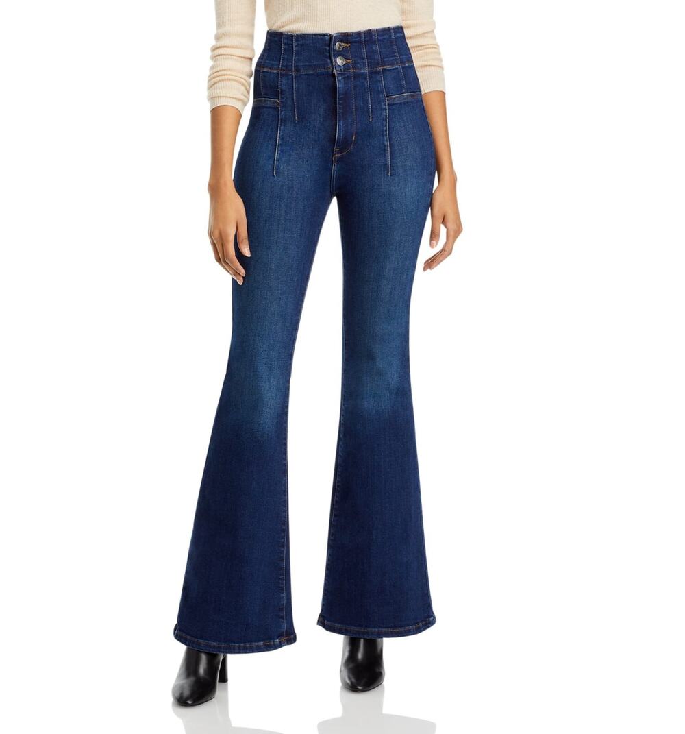 We The Free Jayde High Rise Flare Jeans Dark Indigo Wash Size 30
